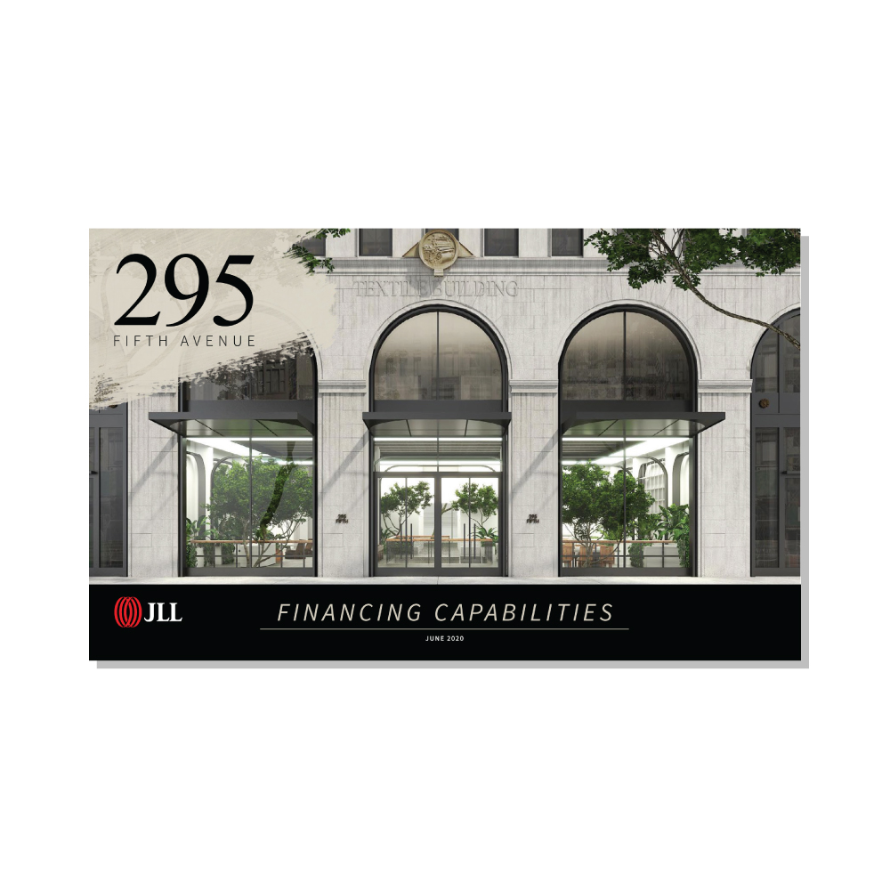 design: 295 Fifth Avenue, Manhattan, New York, pitch, sales enablement, JLL / HFF, cover and select pages