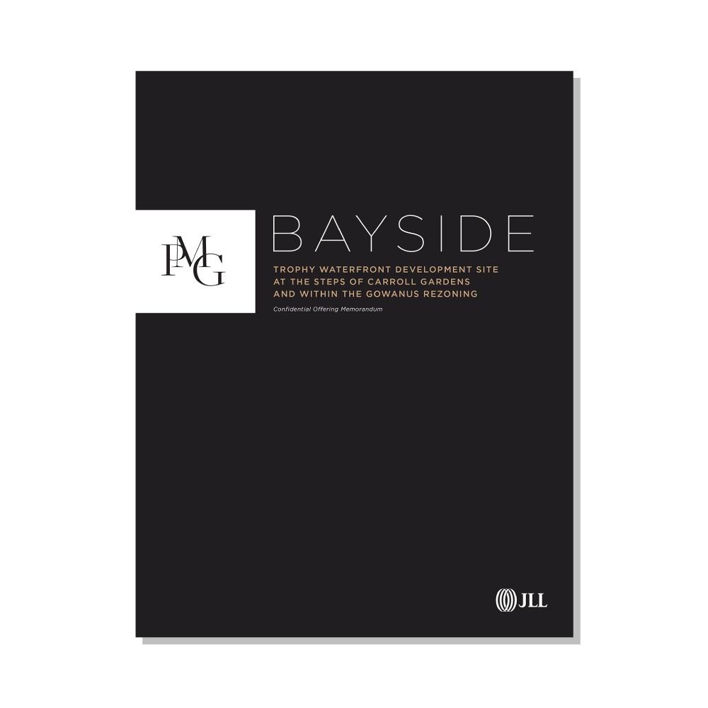 design: Bayside, Gowanus, Brooklyn, New York, OM, JLL / HFF, cover and select pages