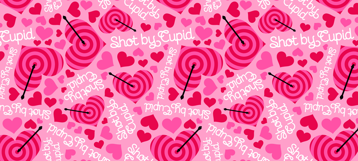 Delta Galil allover prints: shot by cupid, hearts, targets, arrows