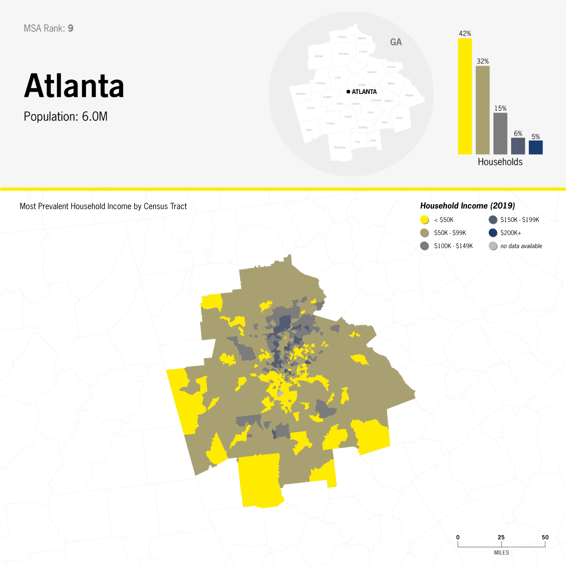 data: income distribution in Atlanta; choropleth map by Census Tract