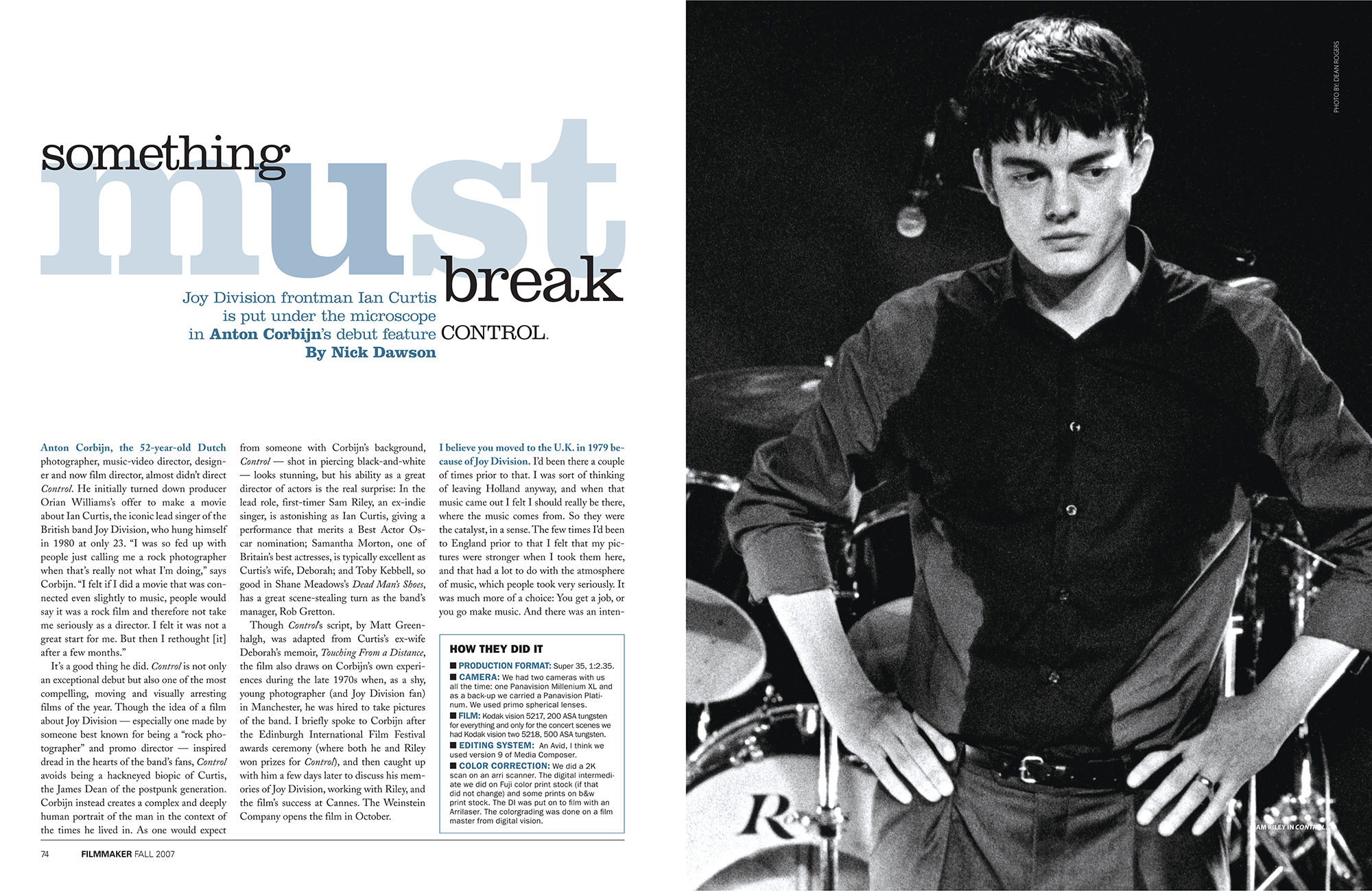 Filmmaker Magazine opening spread: Fall 2007 - Control