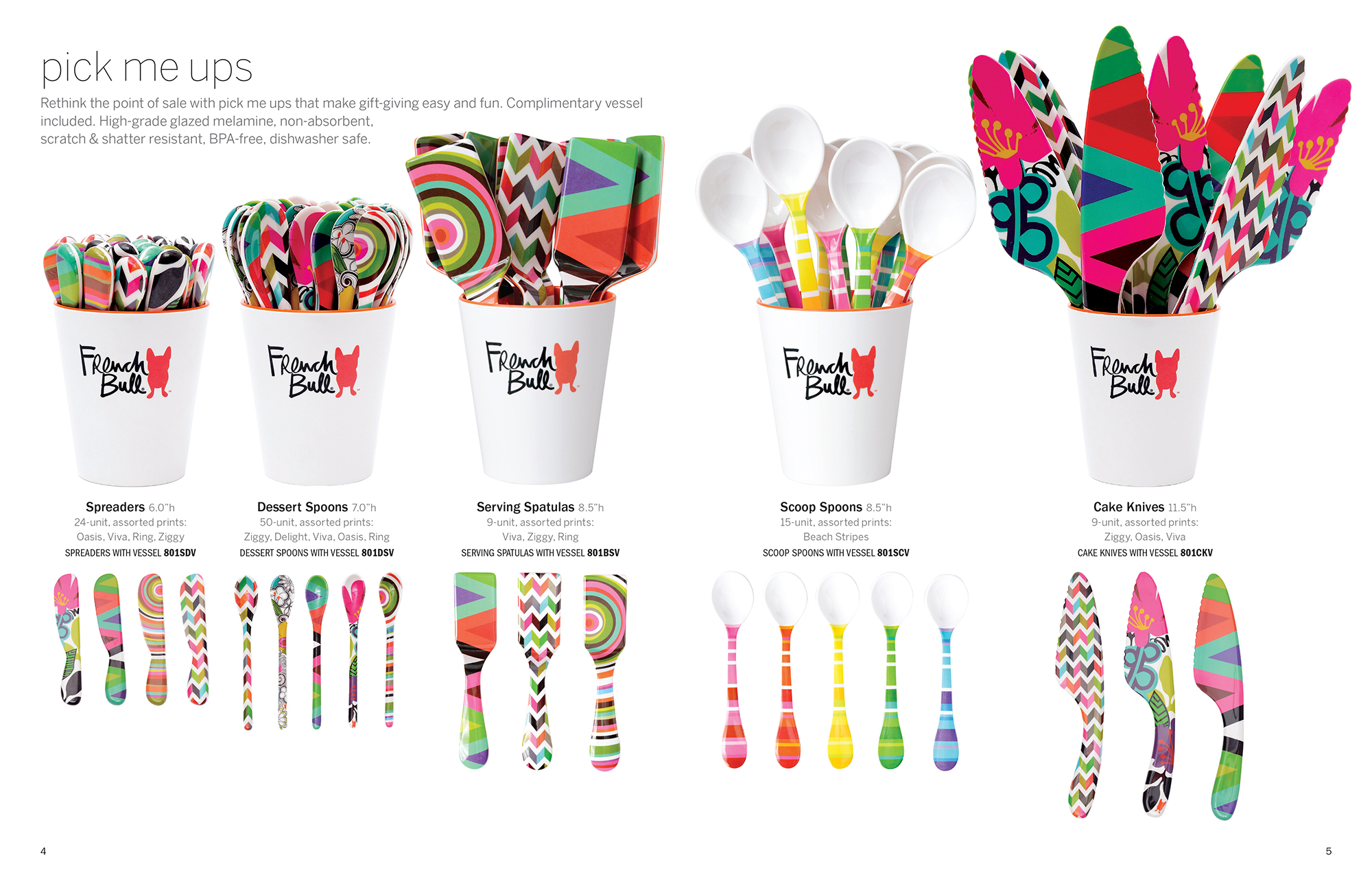 French Bull product catalog: cover interior spread with utensils